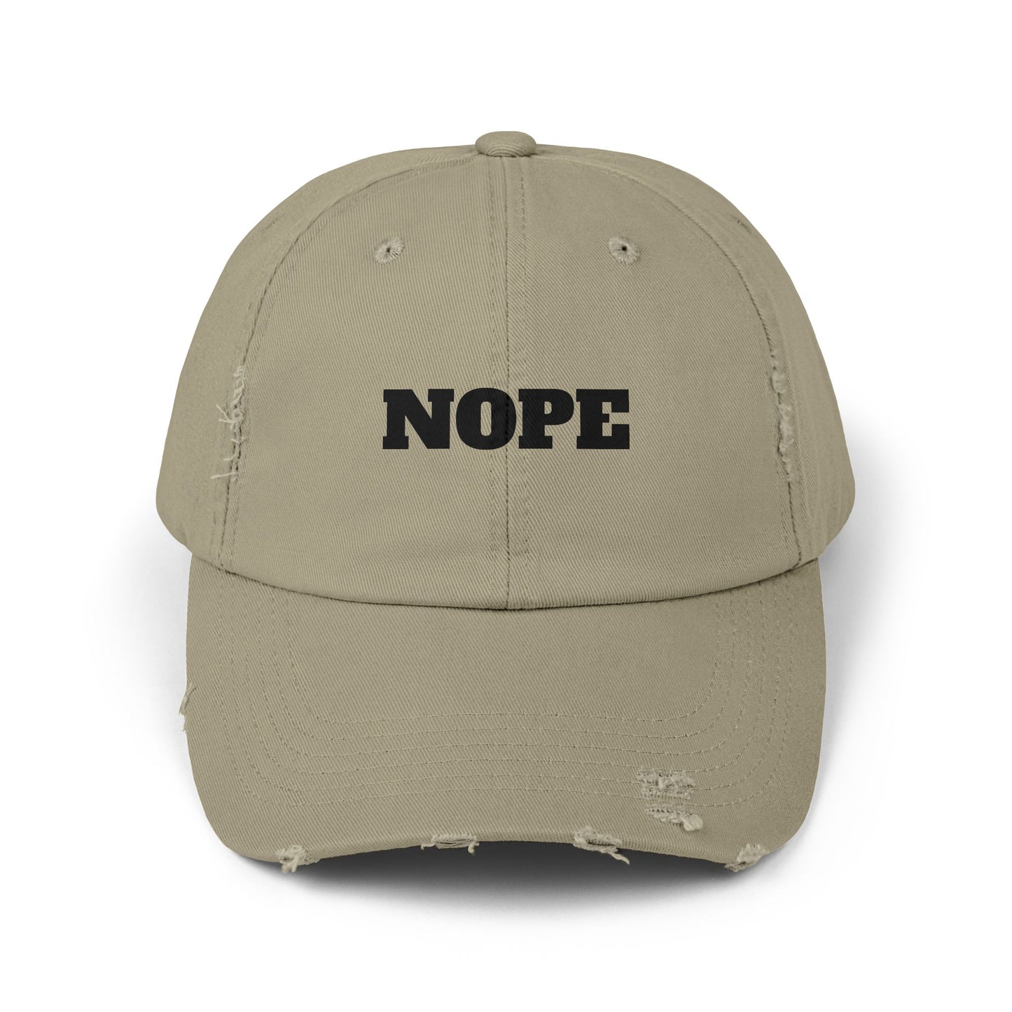 Unisex Distressed Cap - "NOPE" Casual Hat for Everyday Wear