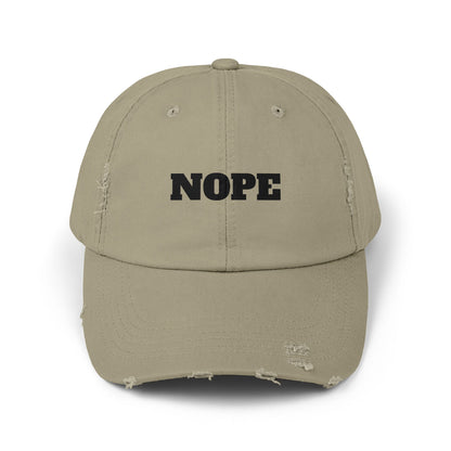 Unisex Distressed Cap - "NOPE" Casual Hat for Everyday Wear