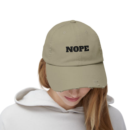 Unisex Distressed Cap - "NOPE" Casual Hat for Everyday Wear