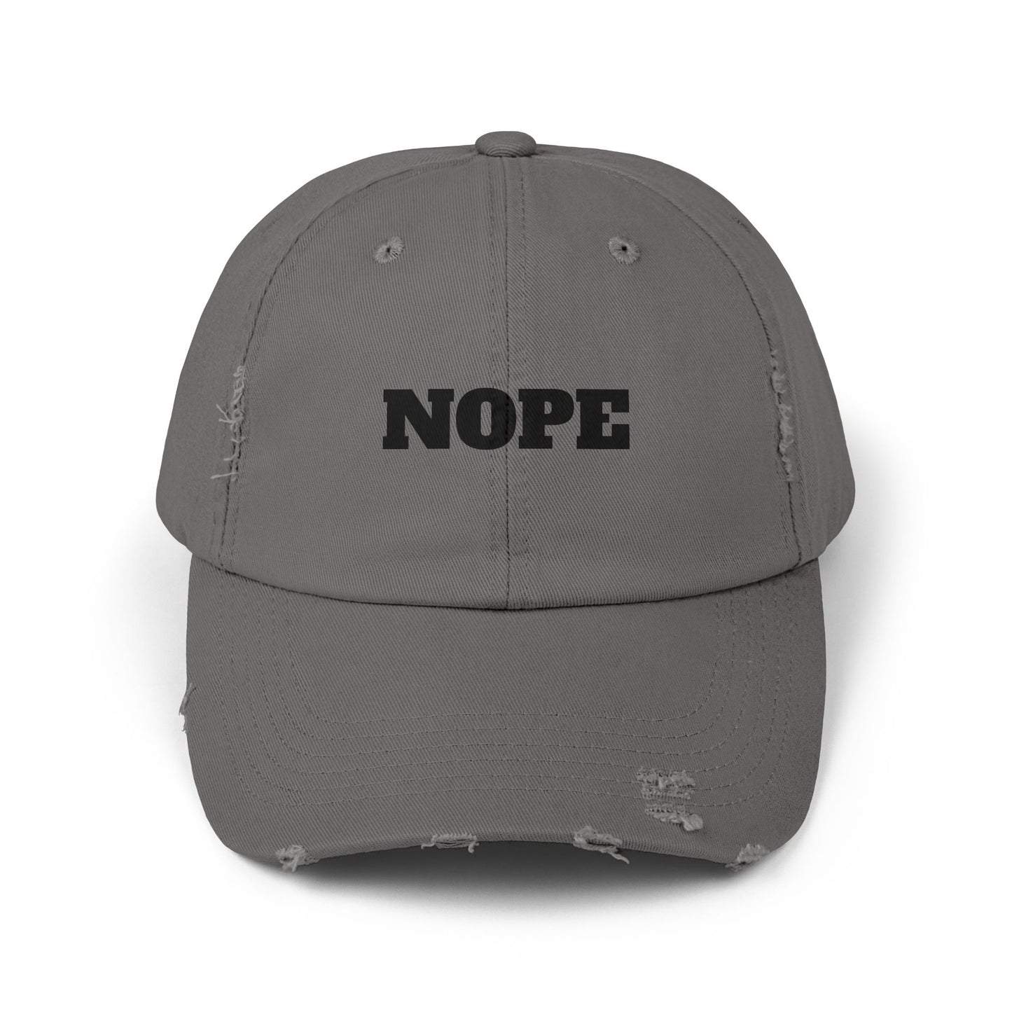 Unisex Distressed Cap - "NOPE" Casual Hat for Everyday Wear