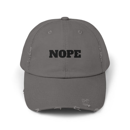 Unisex Distressed Cap - "NOPE" Casual Hat for Everyday Wear