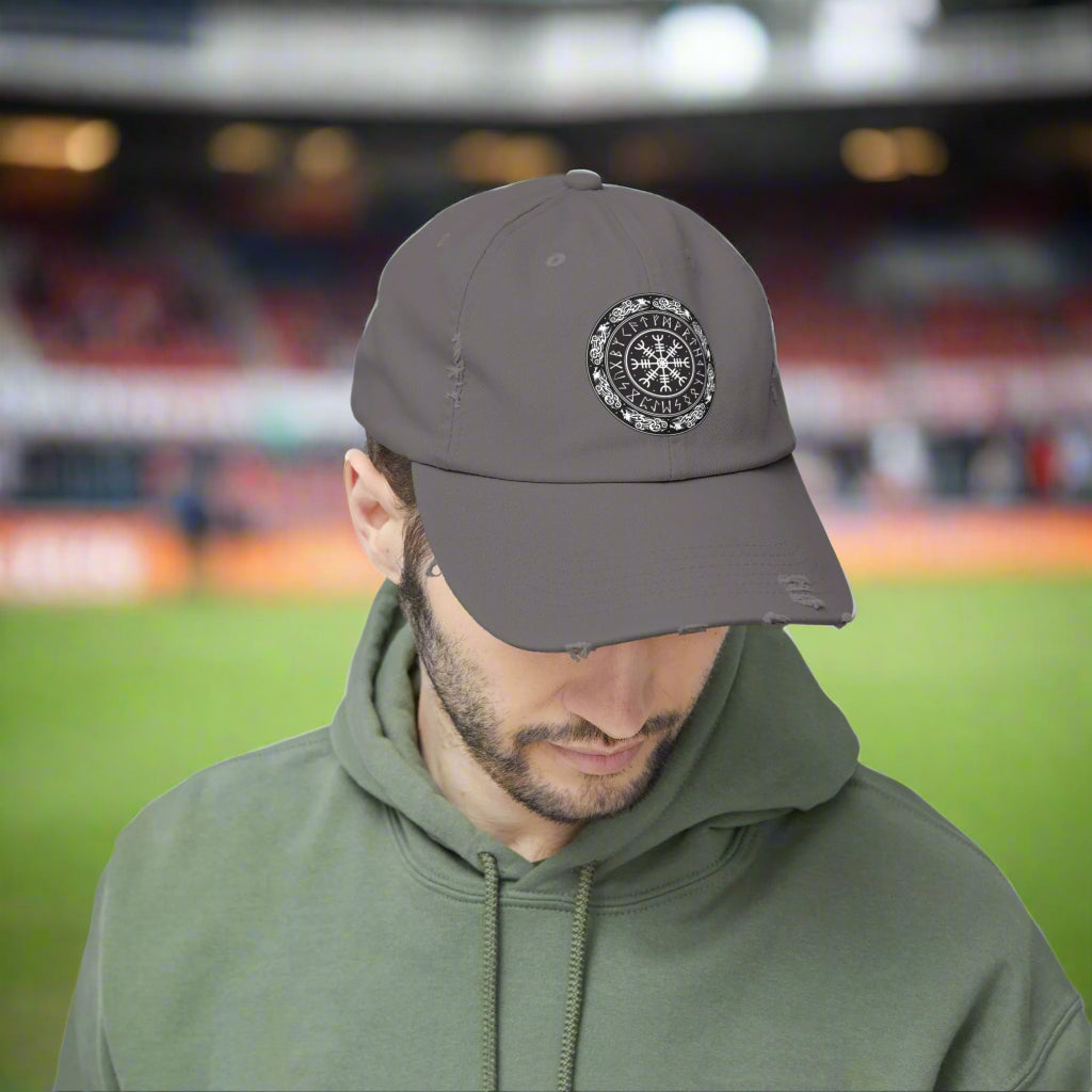 Nordic Runes Unisex Distressed Cap