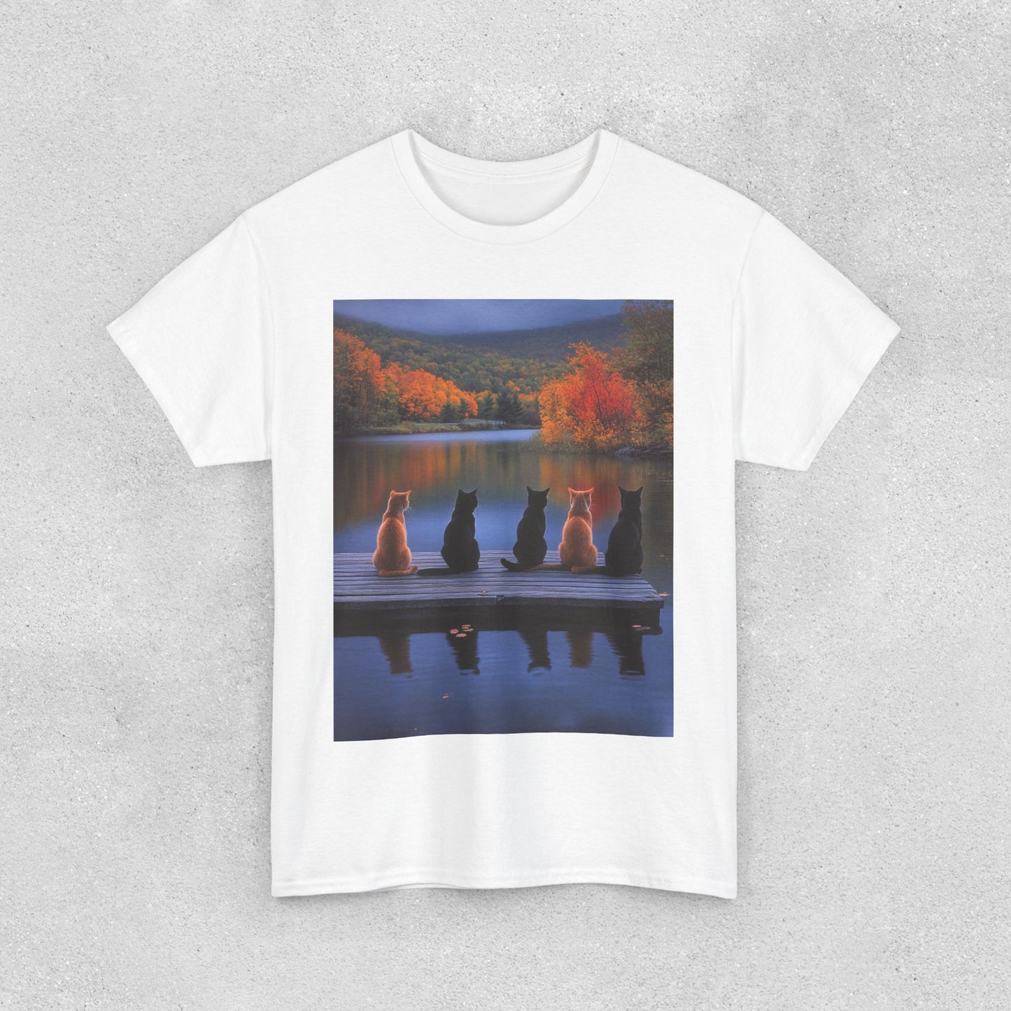 Tranquil Cats at the Lake Scene Tee
