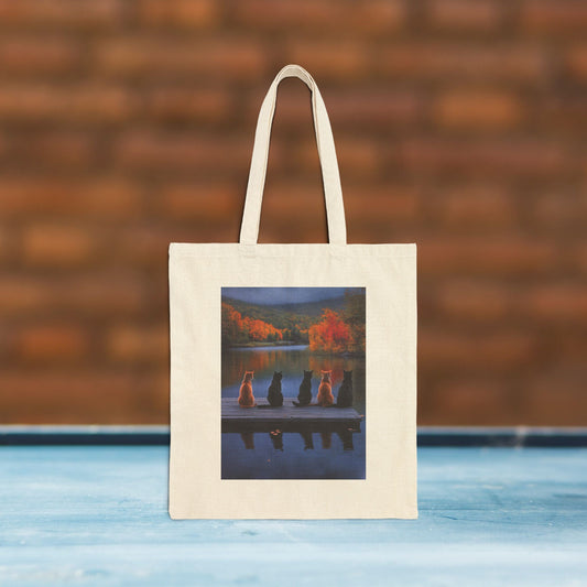 Cats on a Dock Cotton Canvas Tote Bag