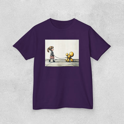 Girl Walks Her Balloon Dog Kids Heavy Cotton™ Tee