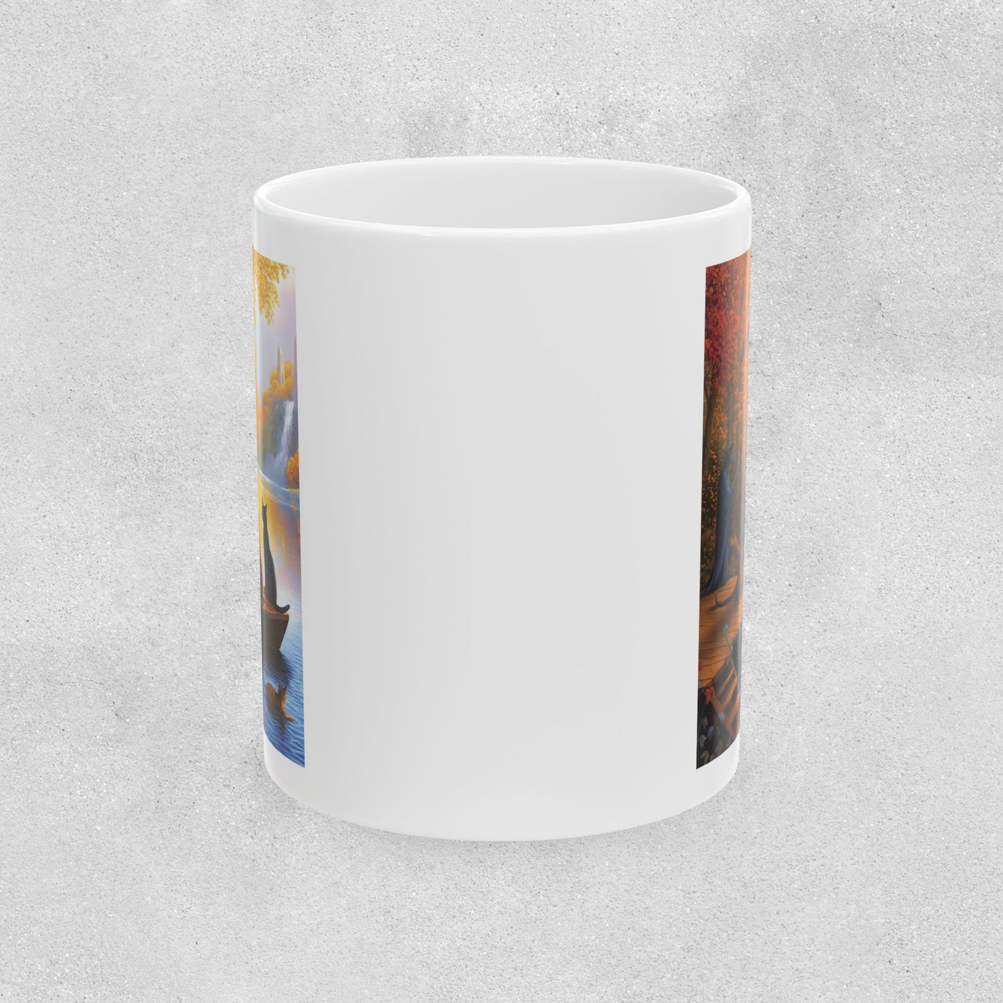 Cats at the Pond Scene Ceramic Mug - 11oz & 15oz