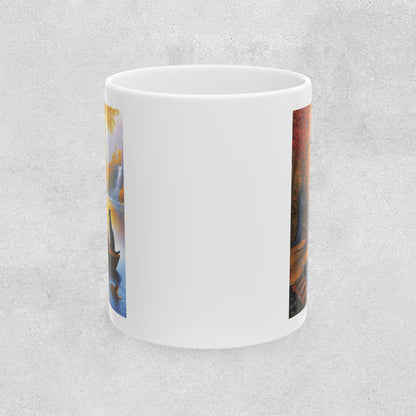 Cats at the Pond Scene Ceramic Mug - 11oz & 15oz