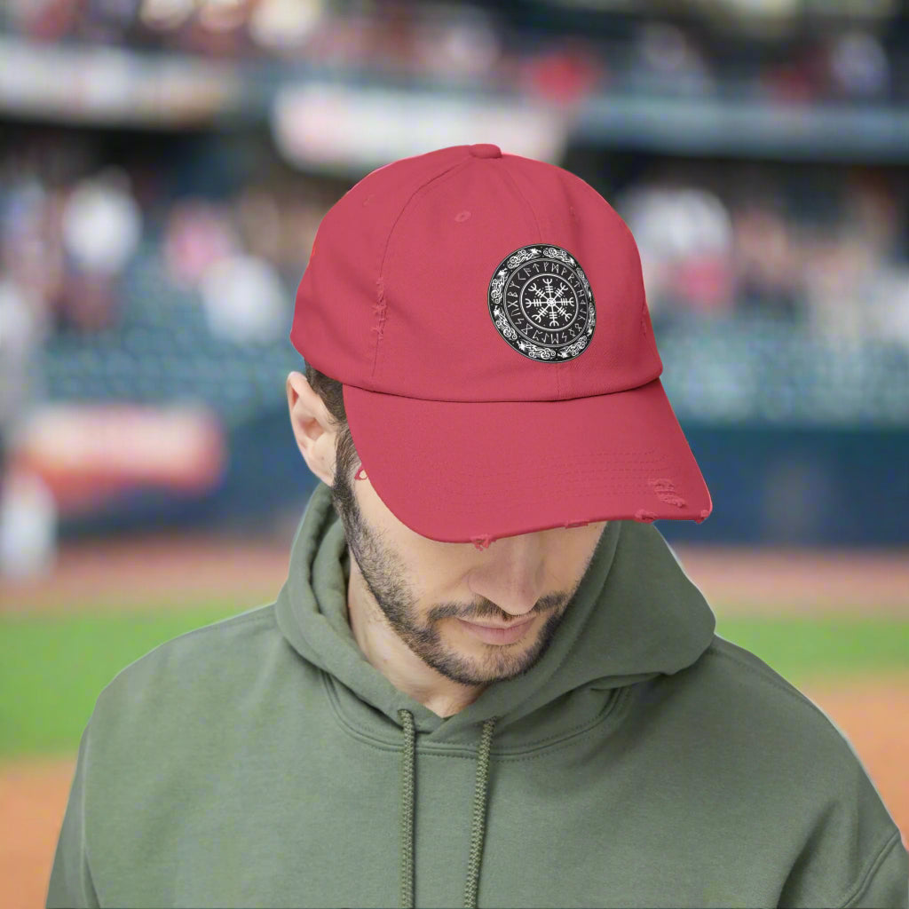 Nordic Runes Unisex Distressed Cap