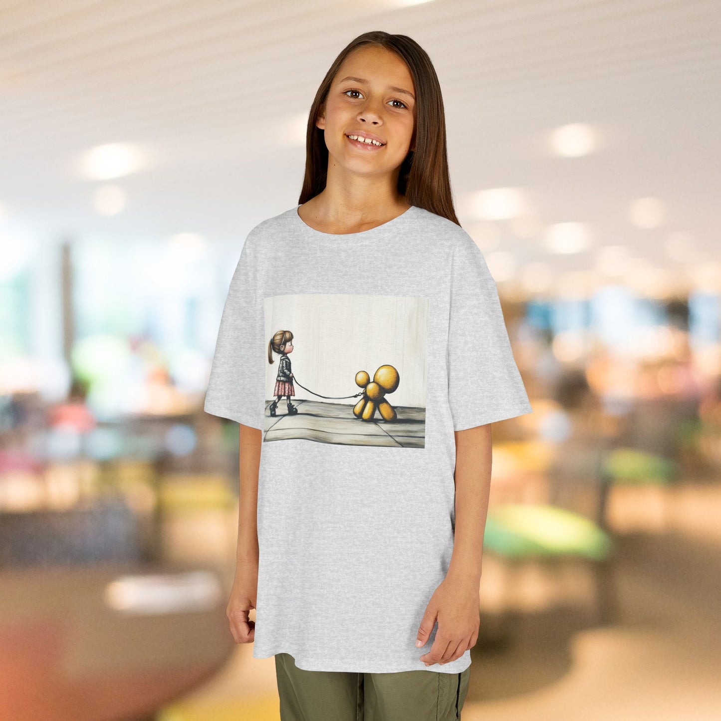 Girl Walks Her Balloon Dog Kids Heavy Cotton™ Tee