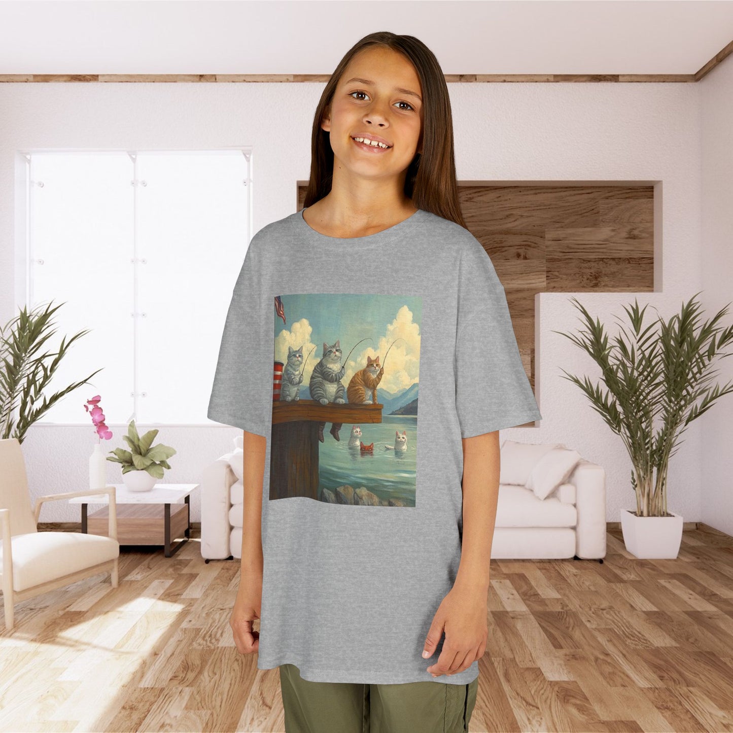 Adorable Cat Art Kids Cotton Tee