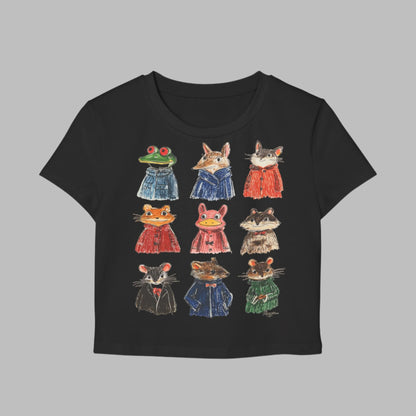 Whimsical Mouse Print Women's Baby Tee