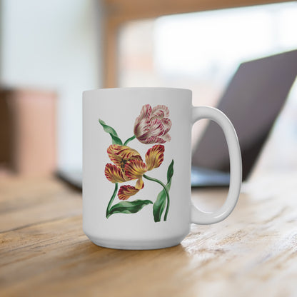 Two Tulips Floral Ceramic Coffee Mug - 15 oz