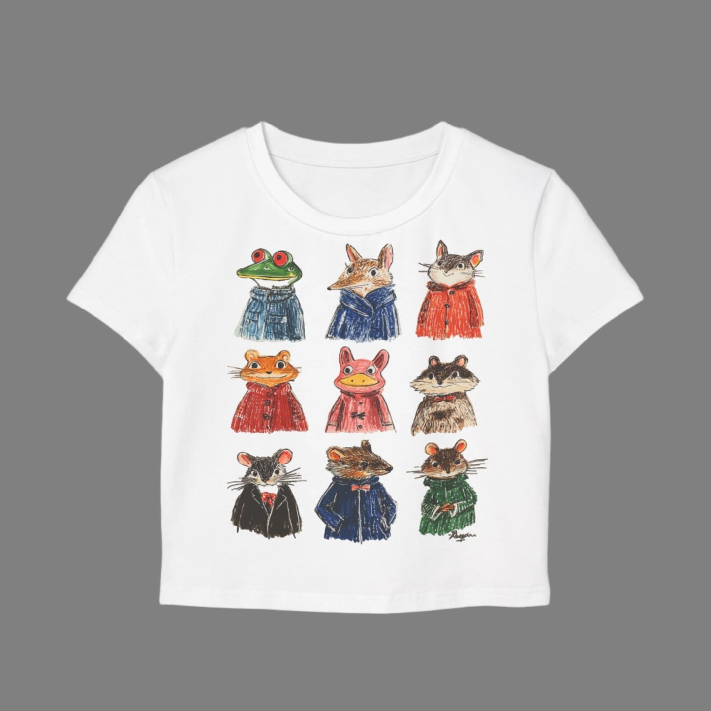 Whimsical Mouse Print Women's Baby Tee