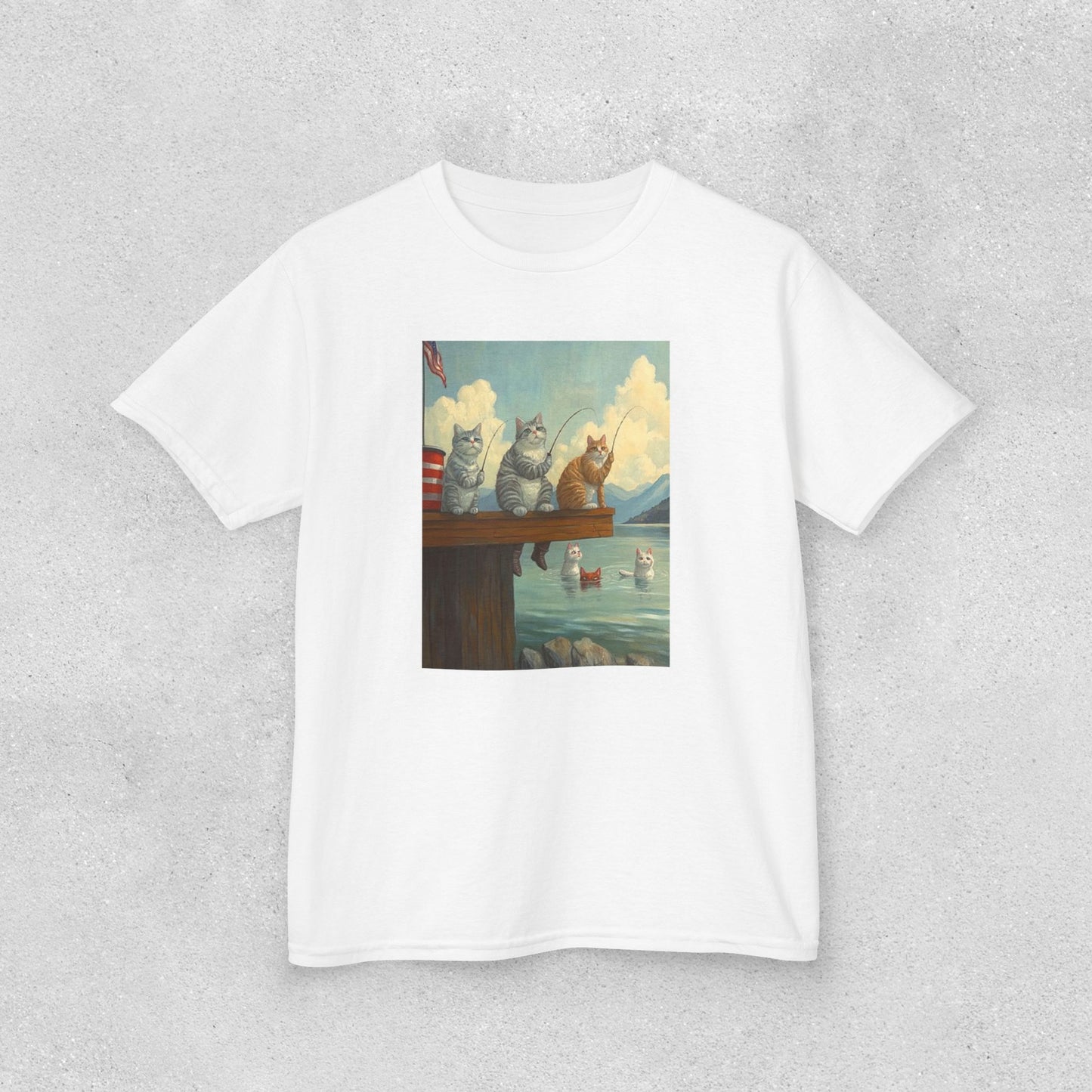 Adorable Cat Art Kids Cotton Tee