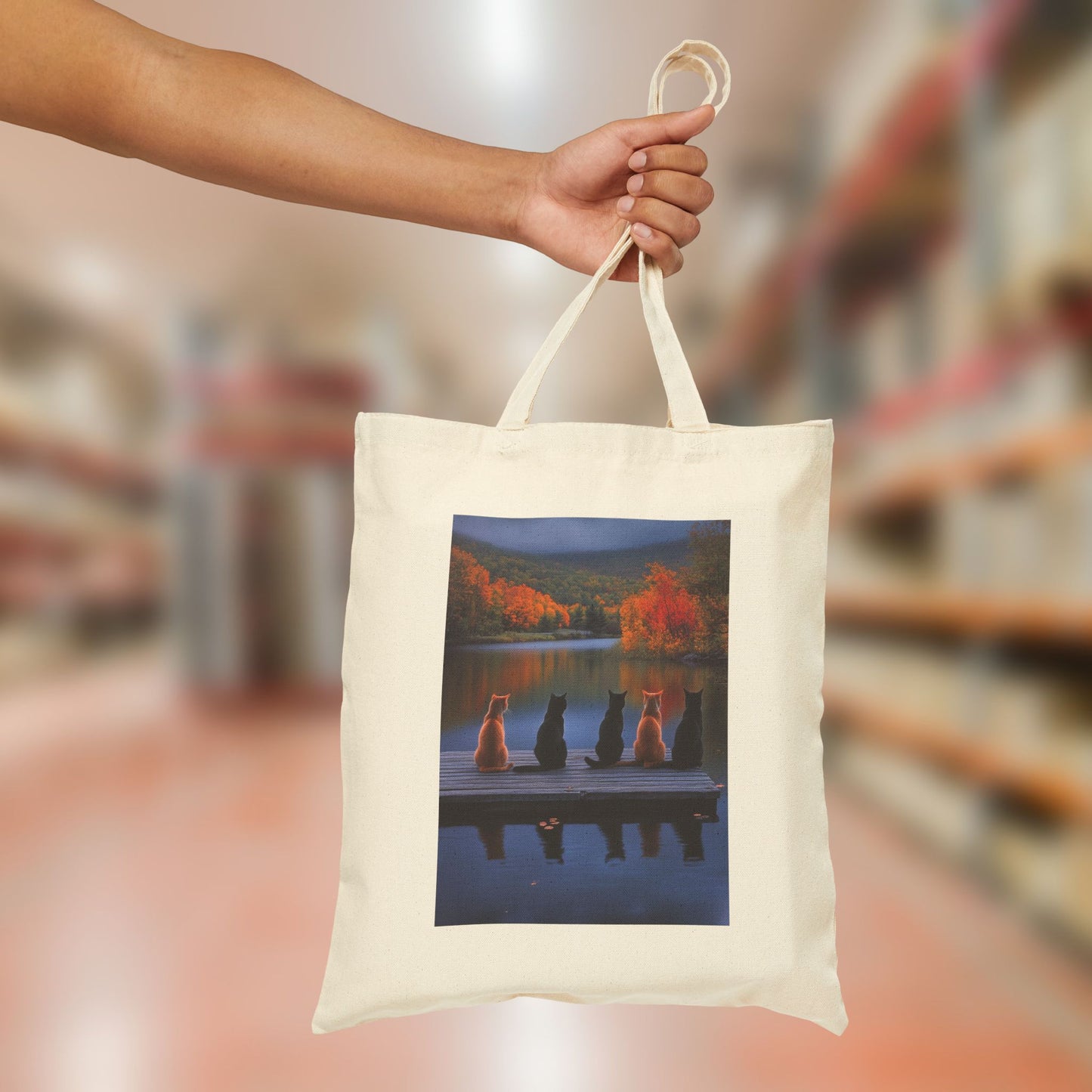 Cats on a Dock Cotton Canvas Tote Bag