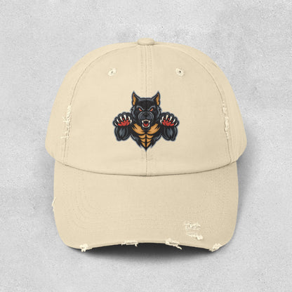 Fierce Attacking Dog Distressed Hat