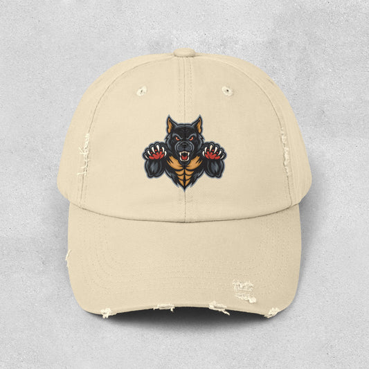 Fierce Attacking Dog Distressed Hat