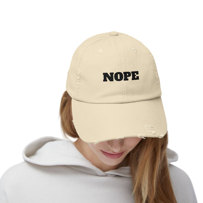Unisex Distressed Cap - "NOPE" Casual Hat for Everyday Wear