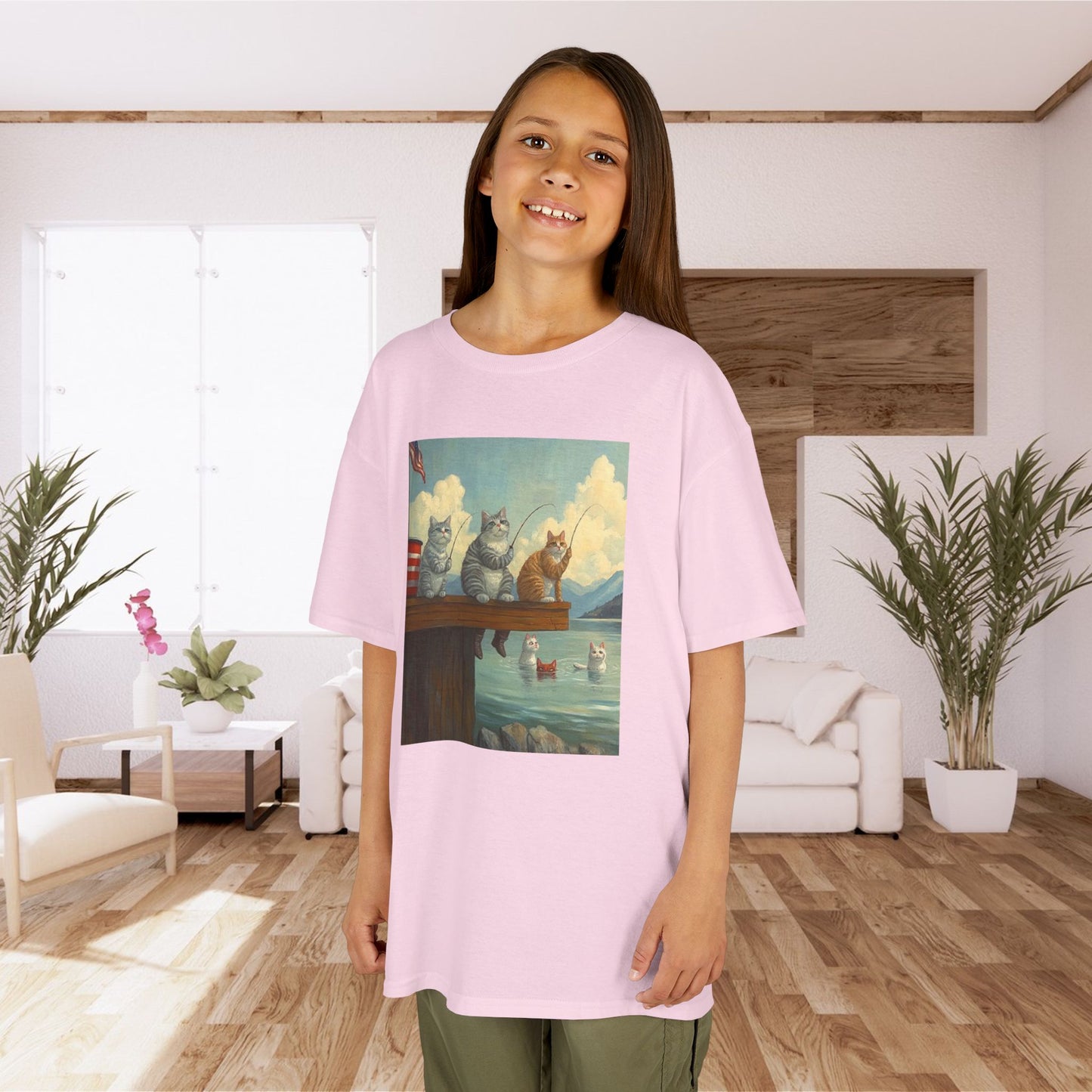 Adorable Cat Art Kids Cotton Tee