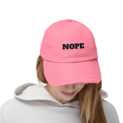 Unisex Distressed Cap - "NOPE" Casual Hat for Everyday Wear