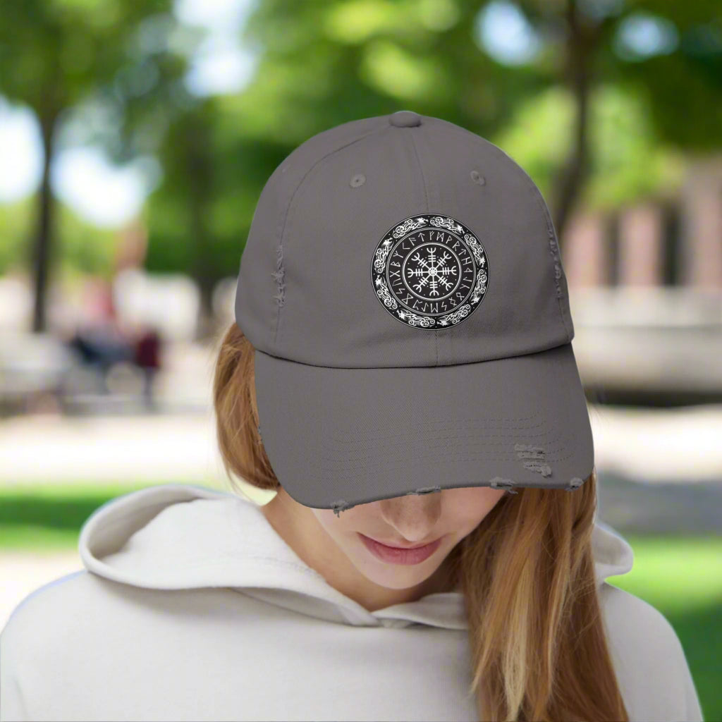 Nordic Runes Unisex Distressed Cap