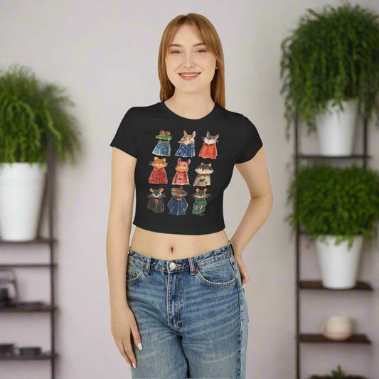 Whimsical Mouse Print Women's Baby Tee