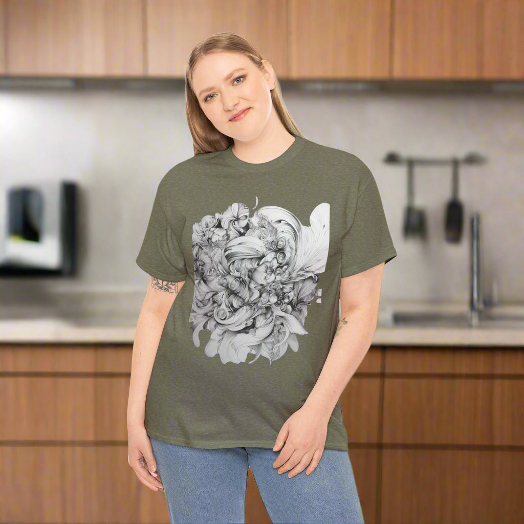 Unique Artistic Floral Unisex Heavy Cotton Tee