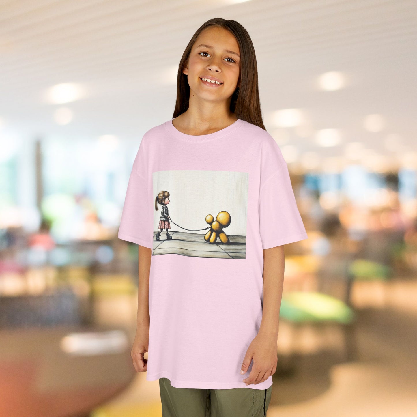 Girl Walks Her Balloon Dog Kids Heavy Cotton™ Tee
