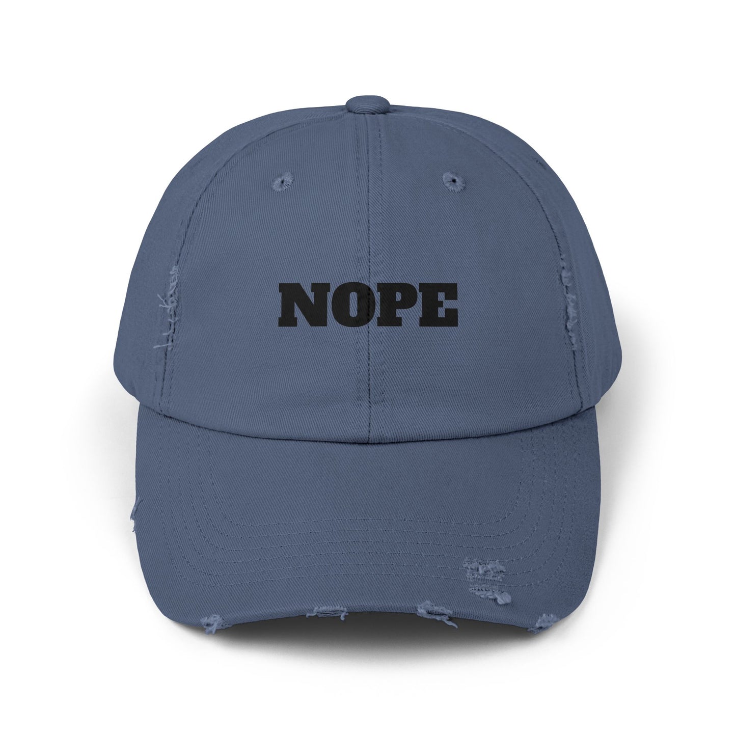 Unisex Distressed Cap - "NOPE" Casual Hat for Everyday Wear