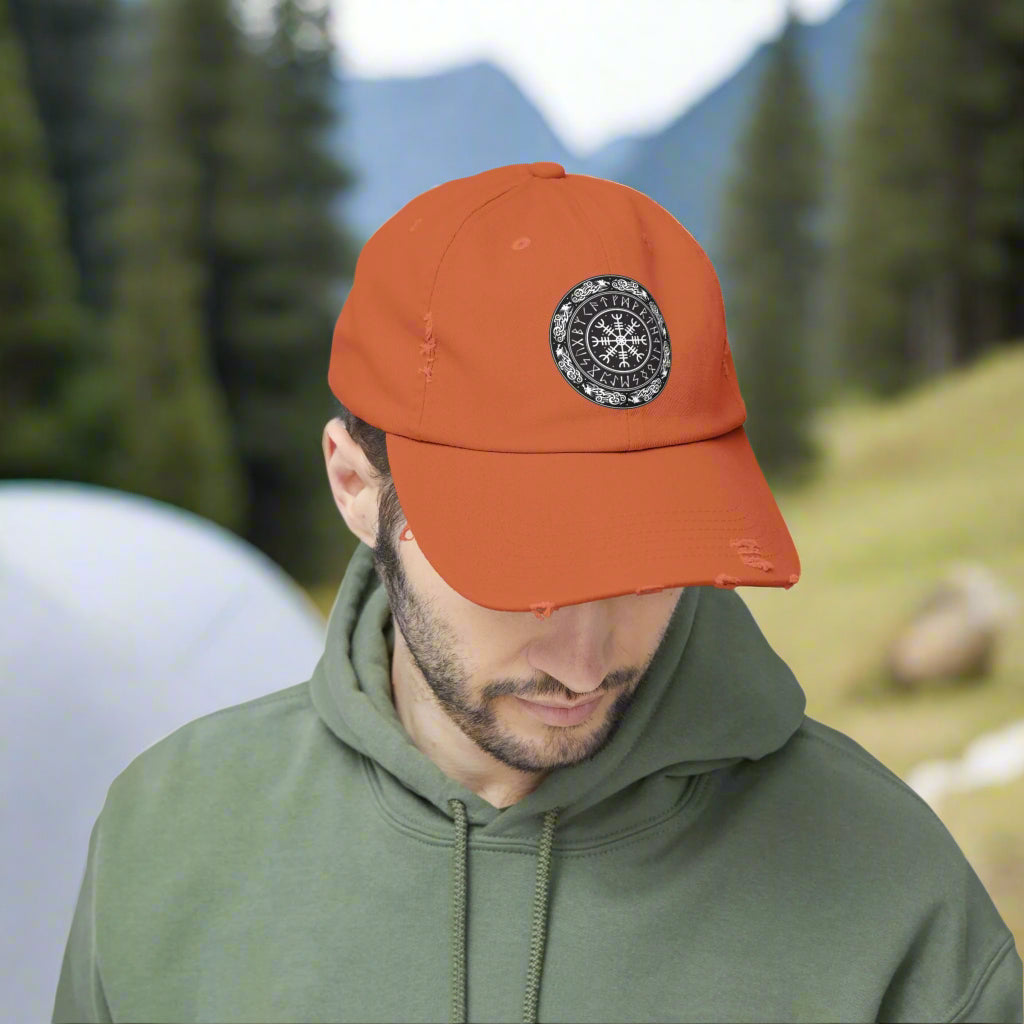 Nordic Runes Unisex Distressed Cap