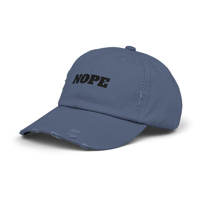 Unisex Distressed Cap - "NOPE" Casual Hat for Everyday Wear