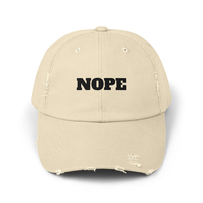 Unisex Distressed Cap - "NOPE" Casual Hat for Everyday Wear