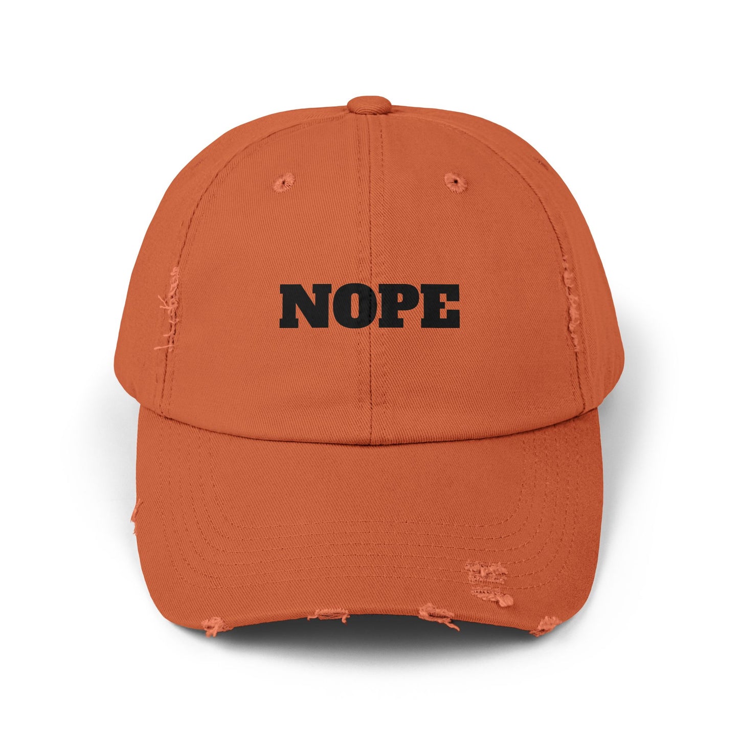 Unisex Distressed Cap - "NOPE" Casual Hat for Everyday Wear