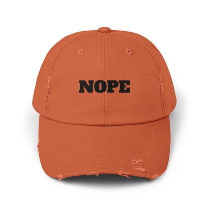 Unisex Distressed Cap - "NOPE" Casual Hat for Everyday Wear