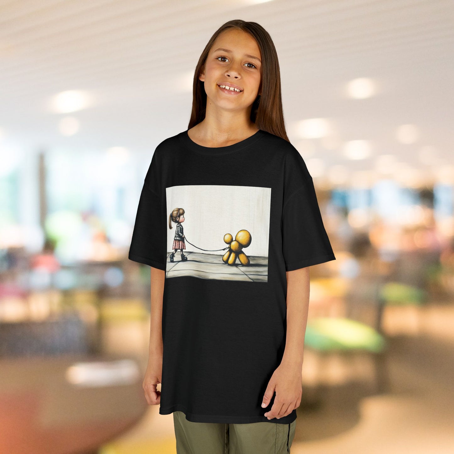 Girl Walks Her Balloon Dog Kids Heavy Cotton™ Tee