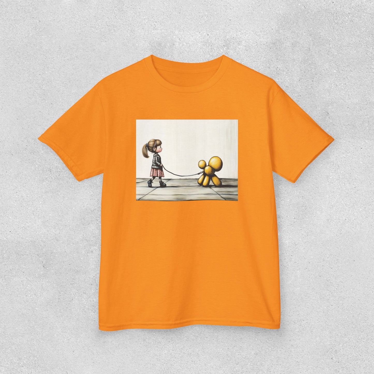 Girl Walks Her Balloon Dog Kids Heavy Cotton™ Tee