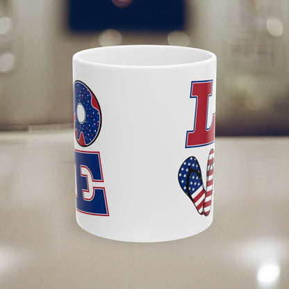 Patriotic Holiday Ceramic Mug - Love America Design