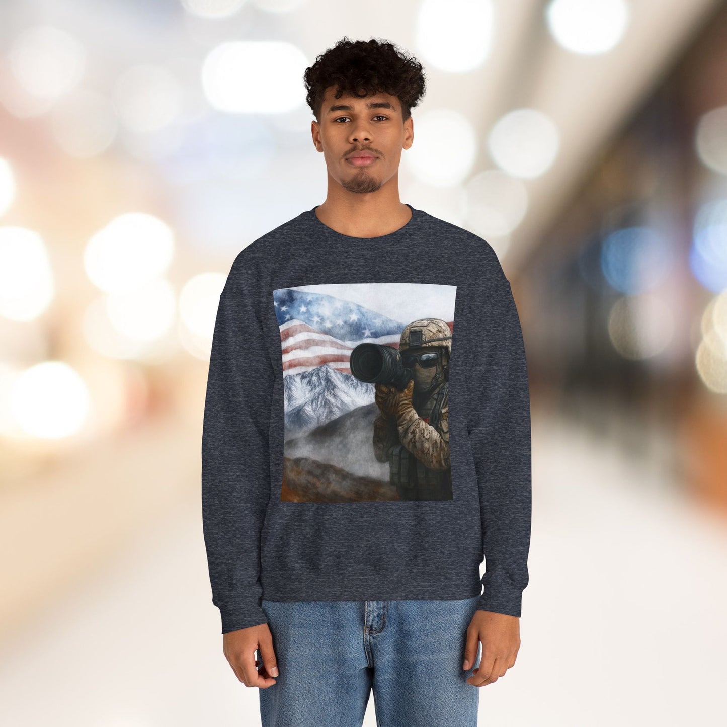 Patriotic On the Battlefield Heavy Blend™ Crewneck Sweatshirt