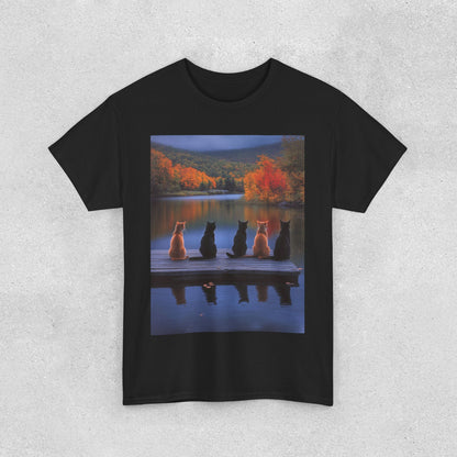 Tranquil Cats at the Lake Scene Tee