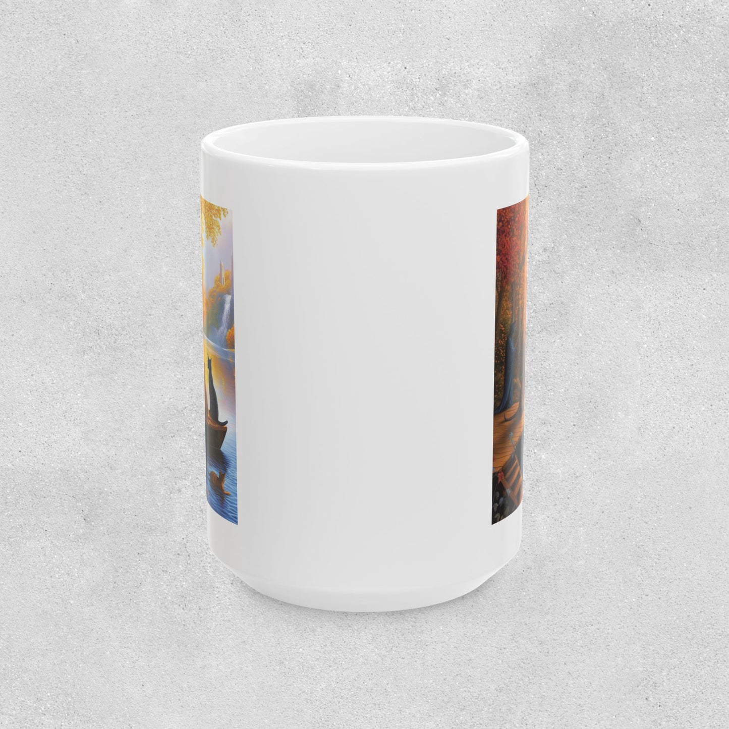 Cats at the Pond Scene Ceramic Mug - 11oz & 15oz