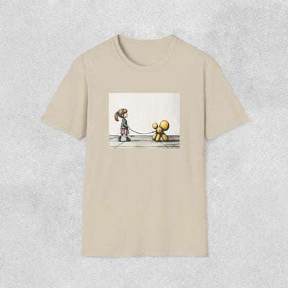 Little Girl Walking Her Balloon Dog Softstyle T-Shirt