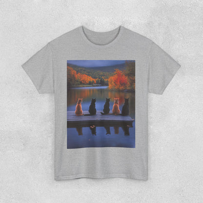 Tranquil Cats at the Lake Scene Tee