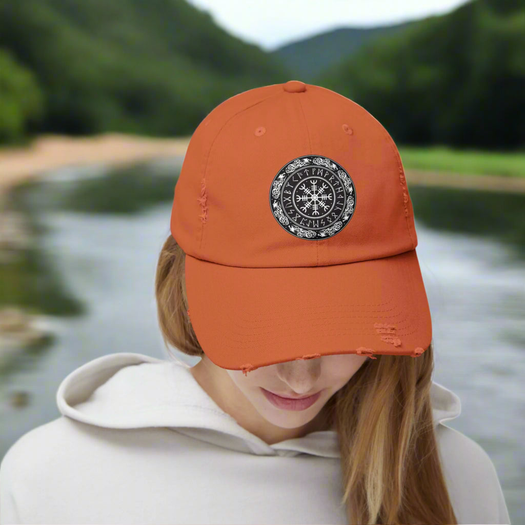Nordic Runes Unisex Distressed Cap