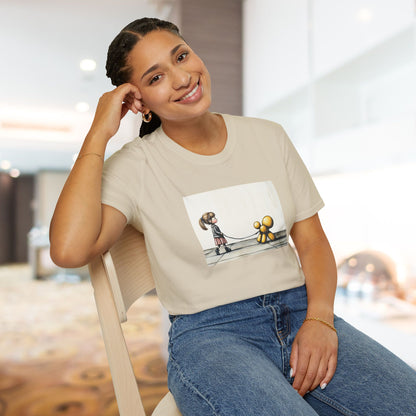 Little Girl Walking Her Balloon Dog Softstyle T-Shirt