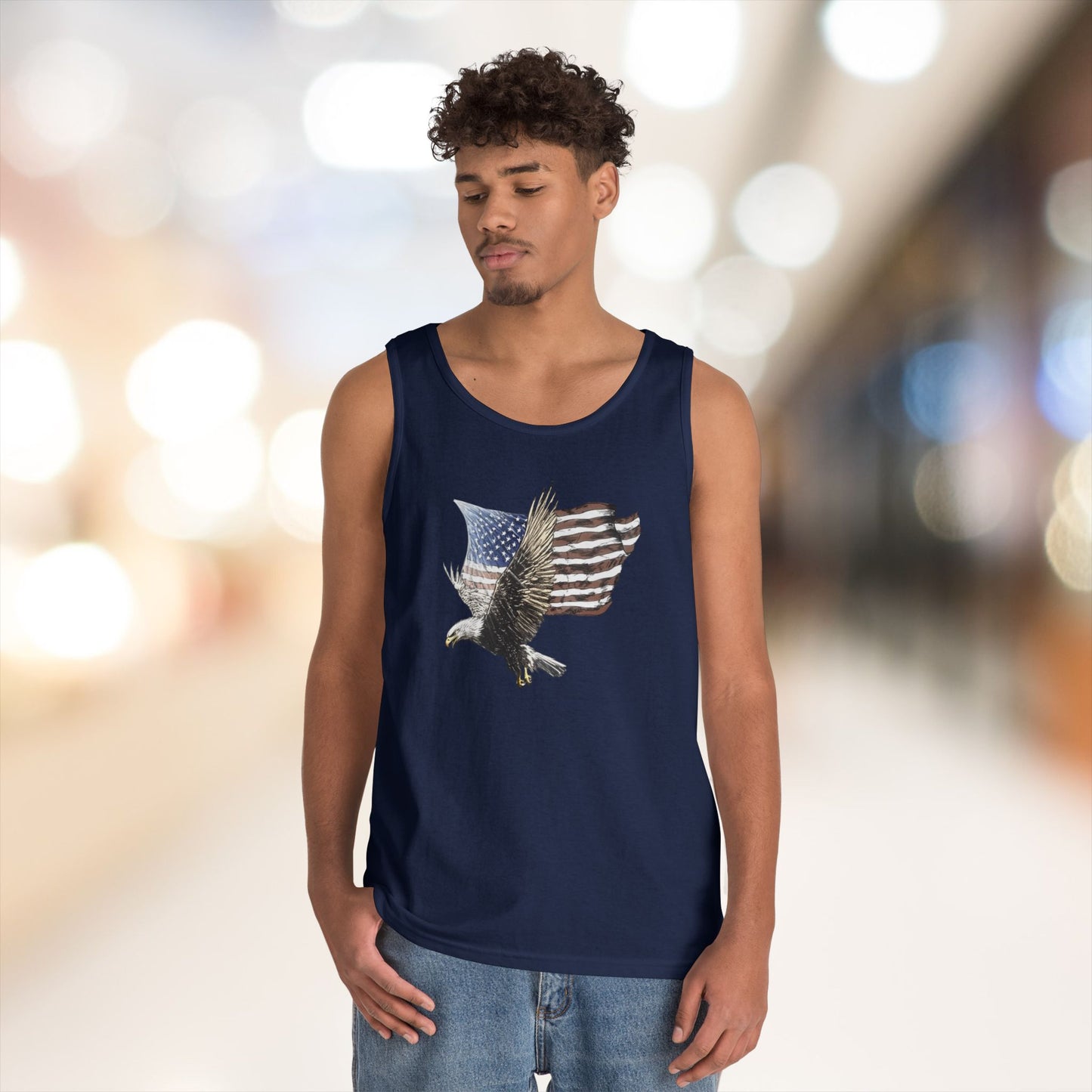 Eagle Flying Flag Heavy Cotton Tank Top