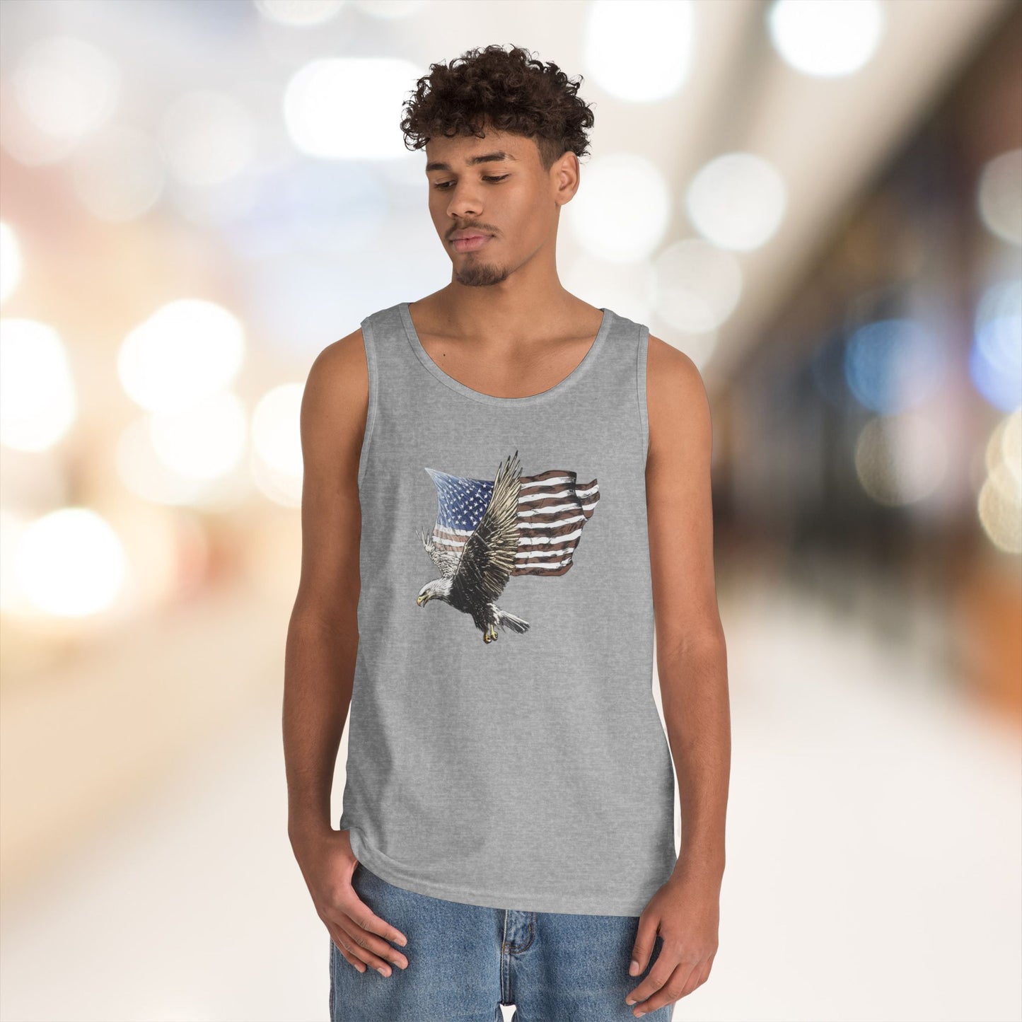 Eagle Flying Flag Heavy Cotton Tank Top
