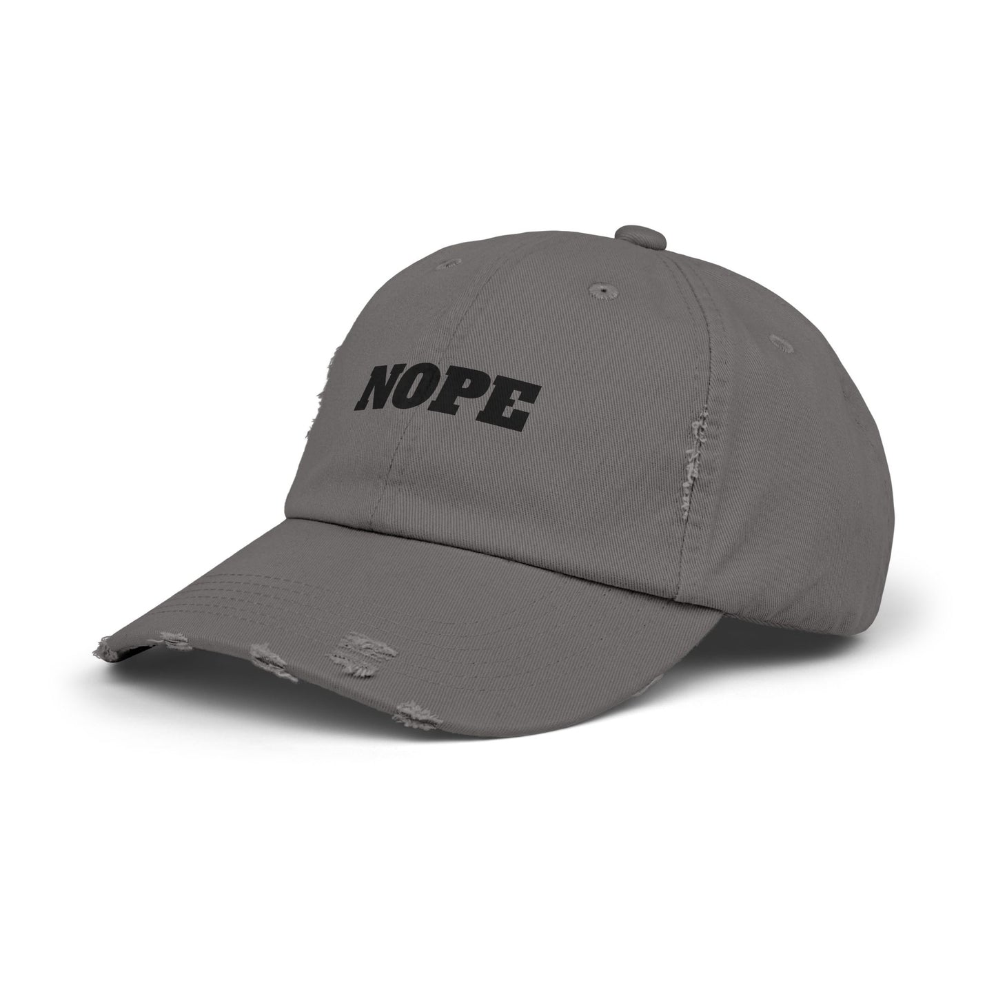 Unisex Distressed Cap - "NOPE" Casual Hat for Everyday Wear