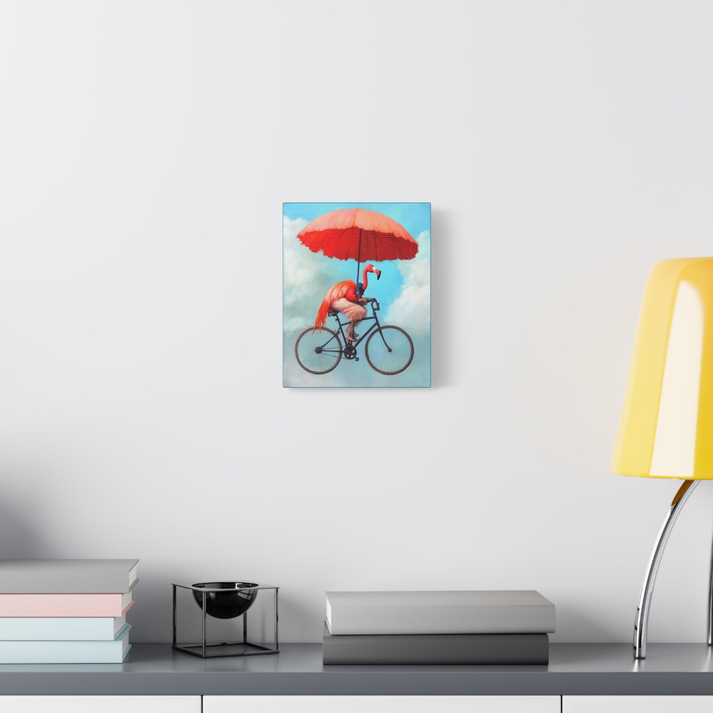 Bicycling Flamingo Canvas Wall Art