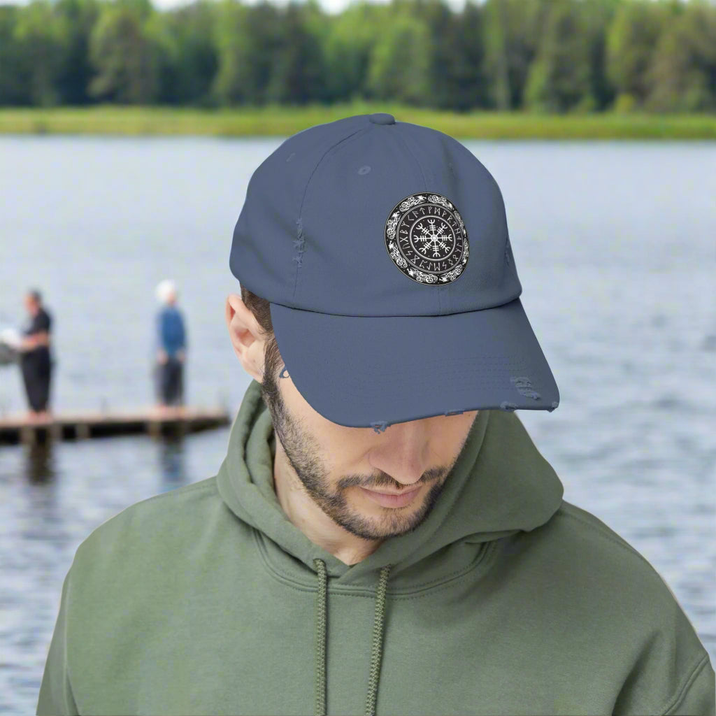 Nordic Runes Unisex Distressed Cap