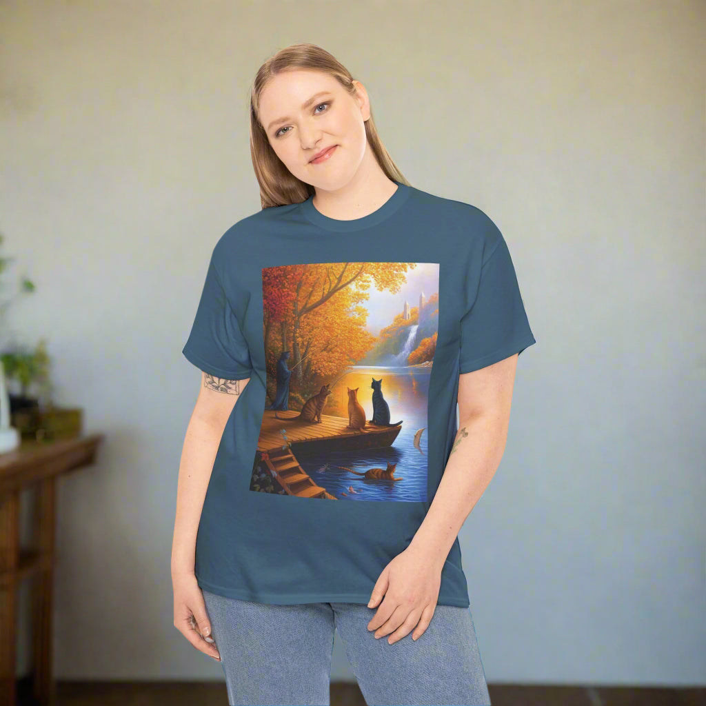Cats at the Lake Unisex Heavy Cotton Tee